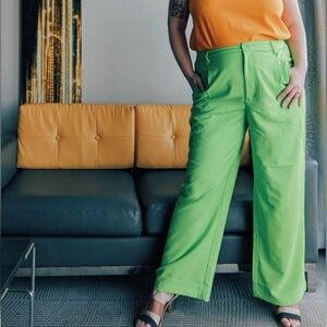 Lime Green High Waisted Trousers